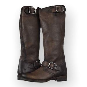 Frye Veronica Slouch Boots in Vintage Oiled Dark Brown